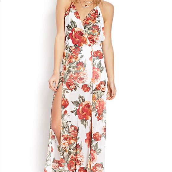 Forever 21 | Dresses | Forever 2 Floral Maxi White Dress With 2 Splits |  Poshmark